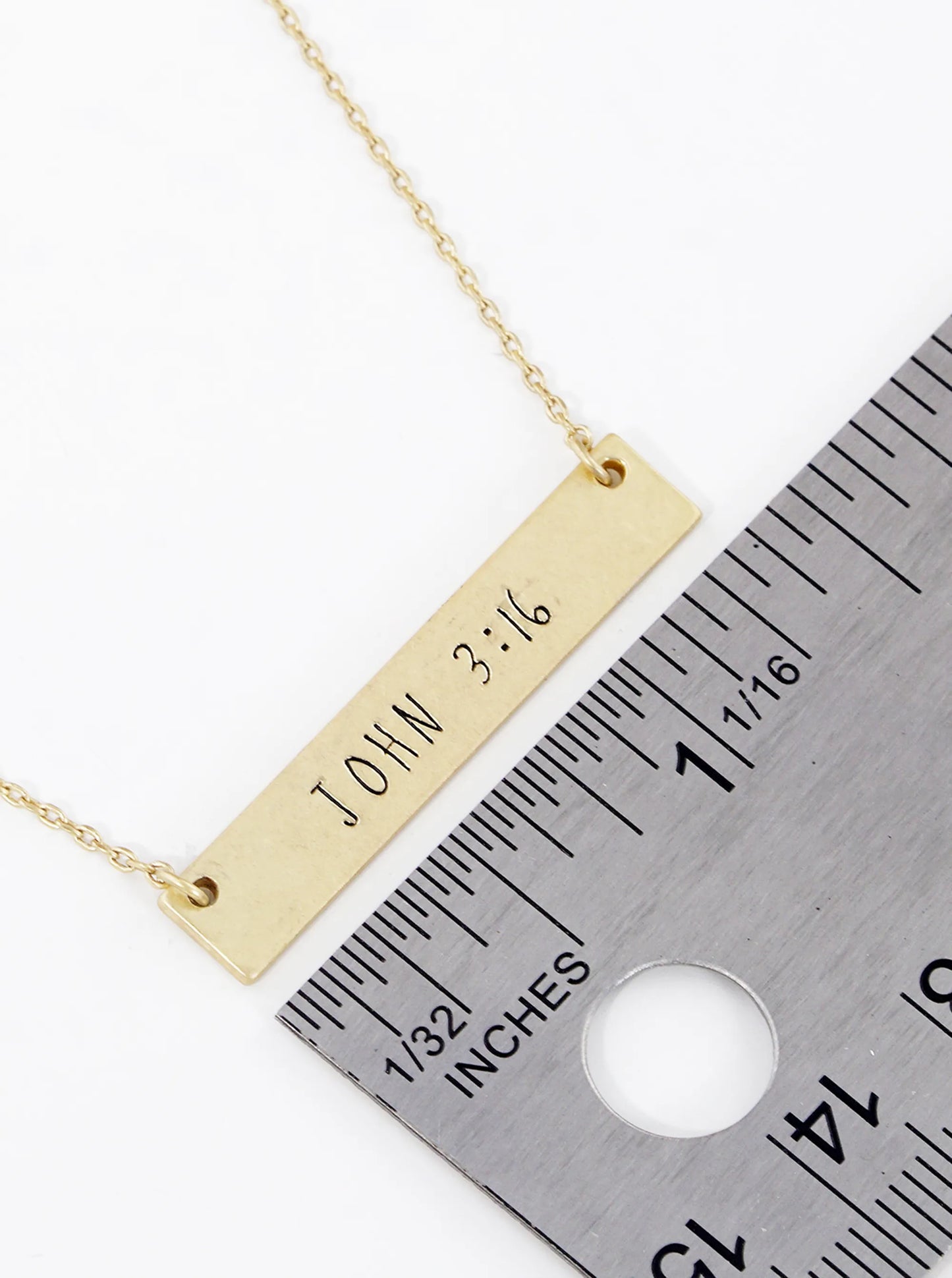 John 3 16 Engraved Horizontal Bar Pendant Necklace