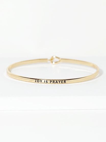 Joy Is Prayer Engraved Inspirational Bangle Bracelet