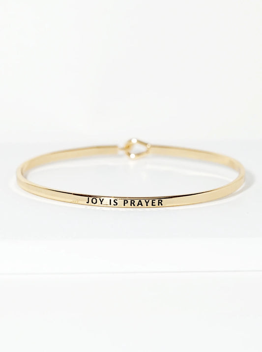 Joy Is Prayer Engraved Inspirational Bangle Bracelet