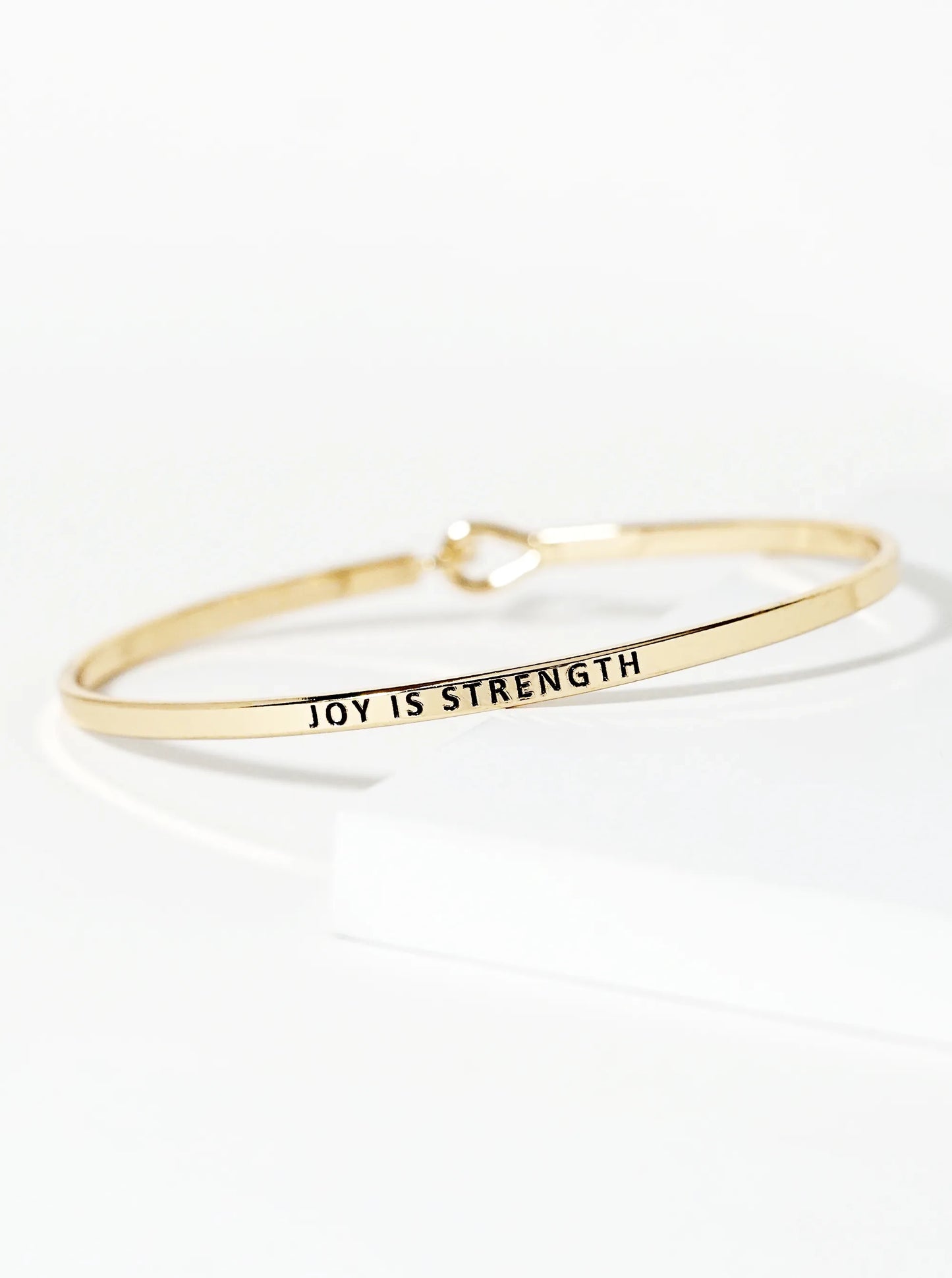Joy Is Strength Engraved Inspirational Bangle Bracelet