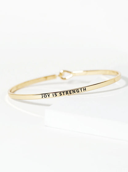 Joy Is Strength Engraved Inspirational Bangle Bracelet