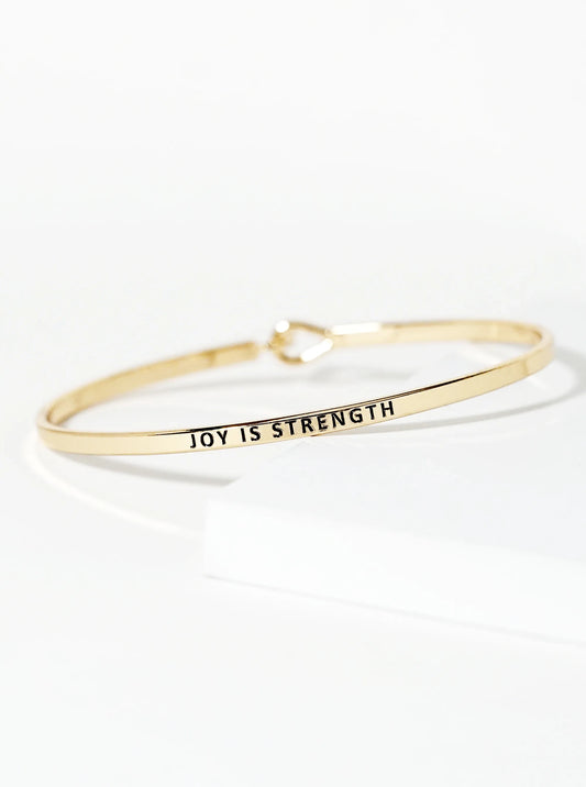 Joy Is Strength Engraved Inspirational Bangle Bracelet
