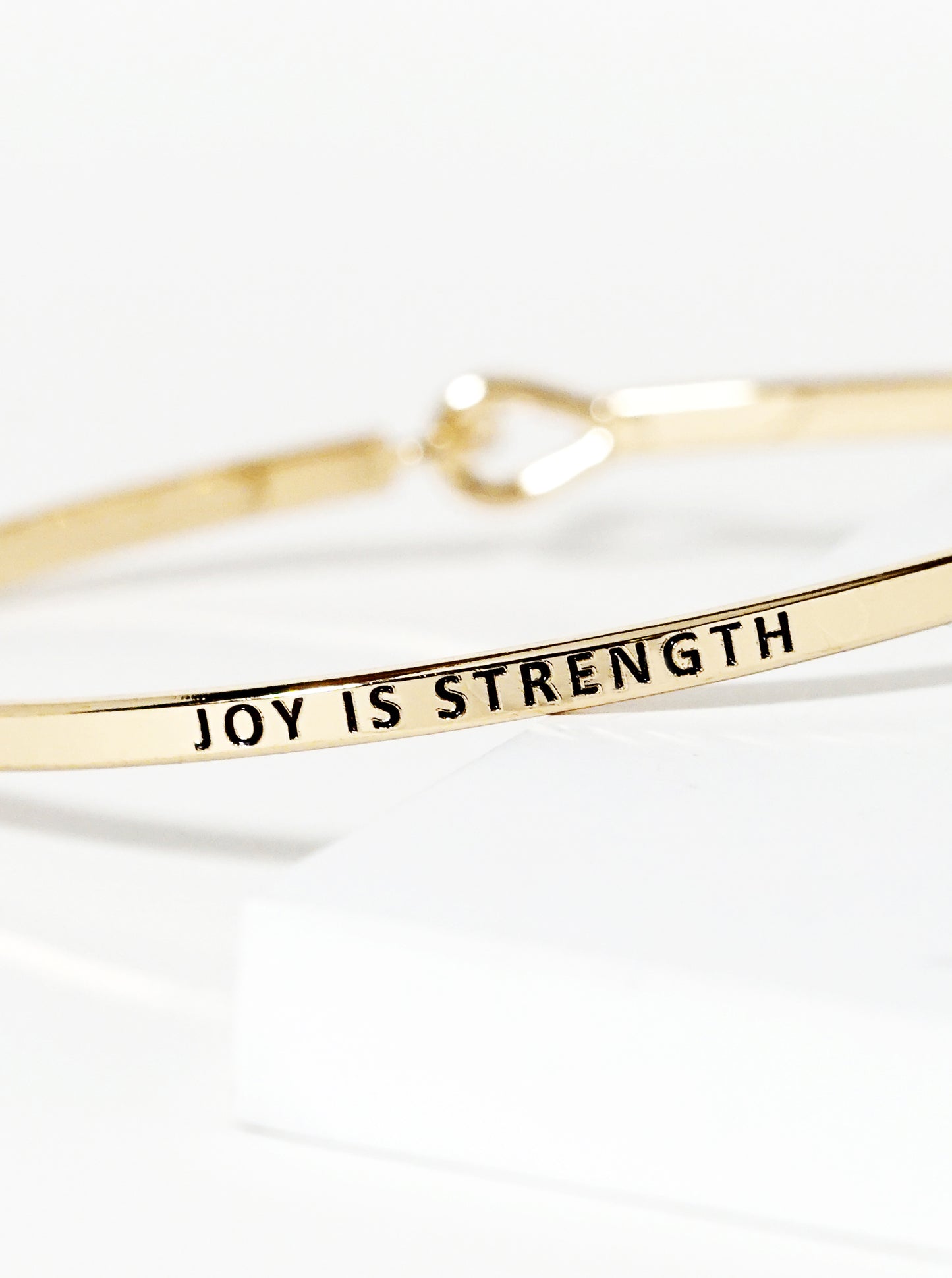 Joy Is Strength Engraved Inspirational Bangle Bracelet