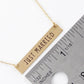 Just Married Engraved Horizontal Bar Pendant Necklace