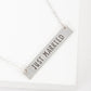 Just Married Engraved Horizontal Bar Pendant Necklace
