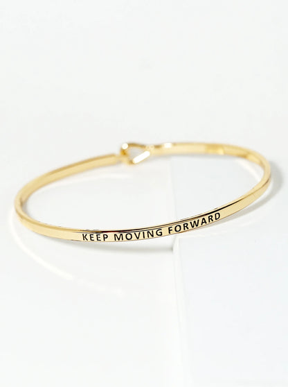 Keep Moving Forward Engraved Inspirational Bangle Bracelet