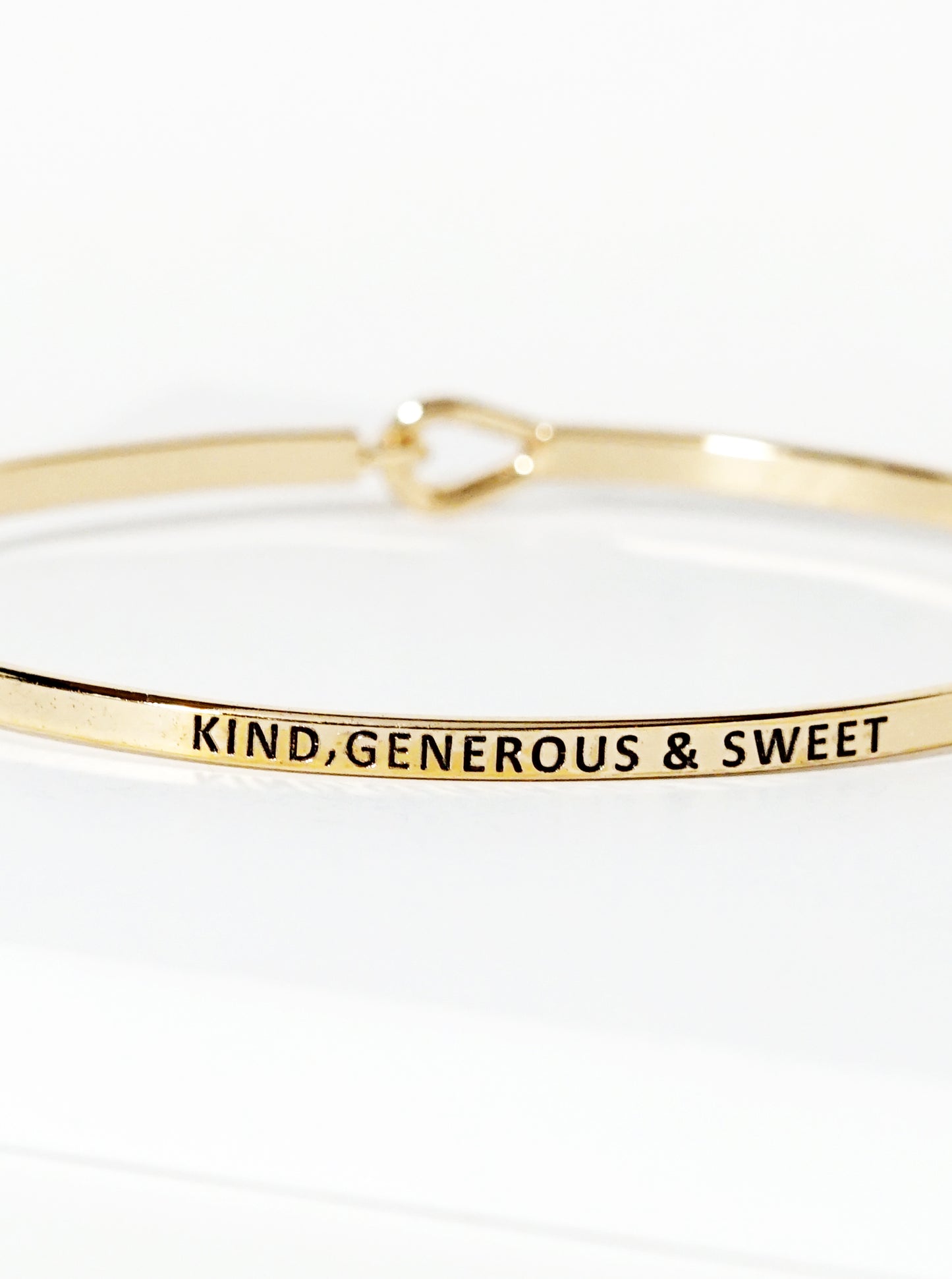 Kind Generous And Sweet Engraved Inspirational Bangle Bracelet
