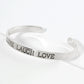 Live Laugh Love Engraved 18K Gold Dipped Open Cuff Bangle Bracelet