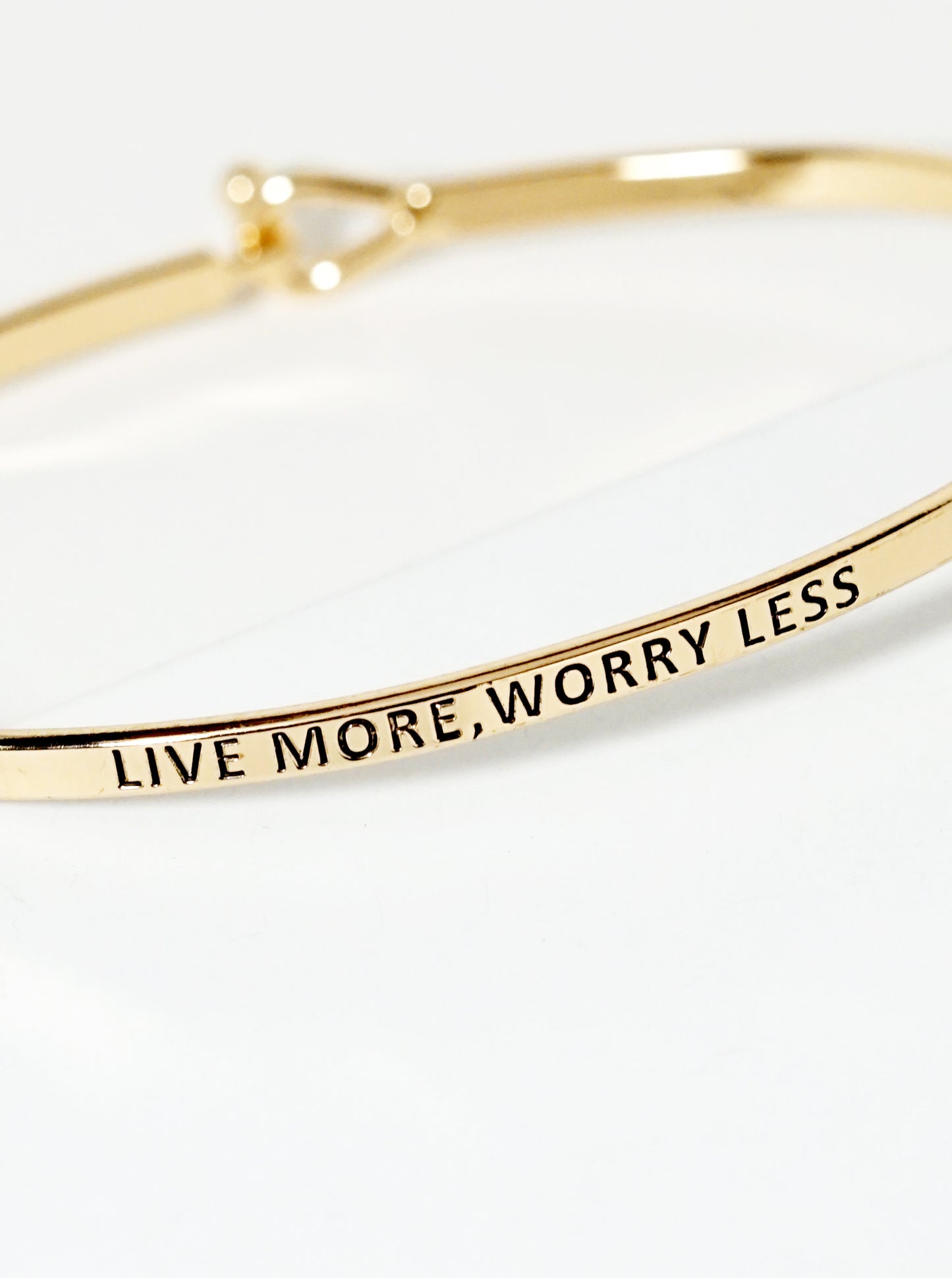 Live More Worry Less Engraved Inspirational Bangle Bracelet