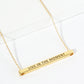 Live In The Moment Engraved 18K Gold Dipped Horizontal Brass Bar Pendant Inspirational Necklace