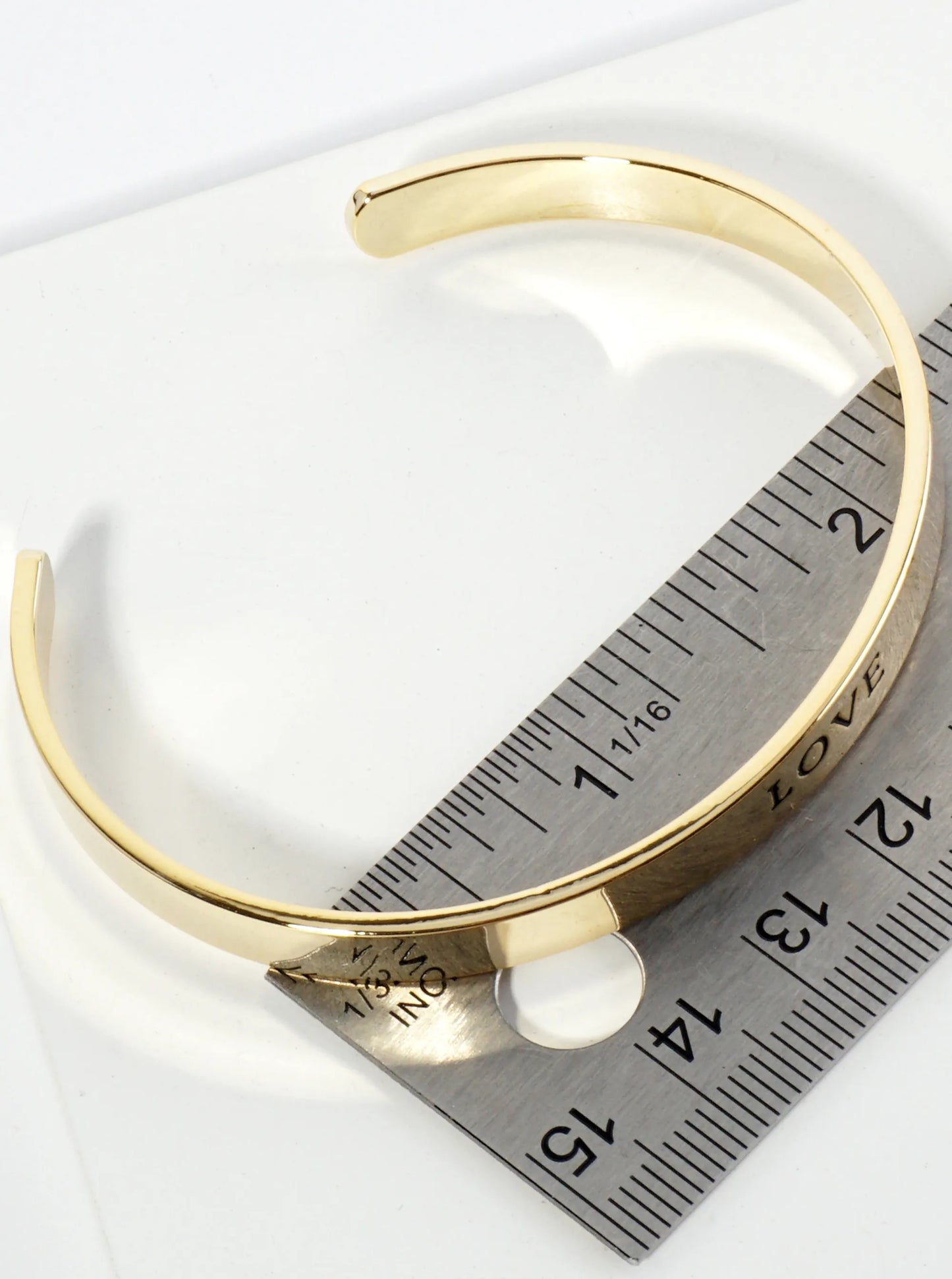Love Engraved 18K Gold Dipped Open Cuff Bangle Bracelet