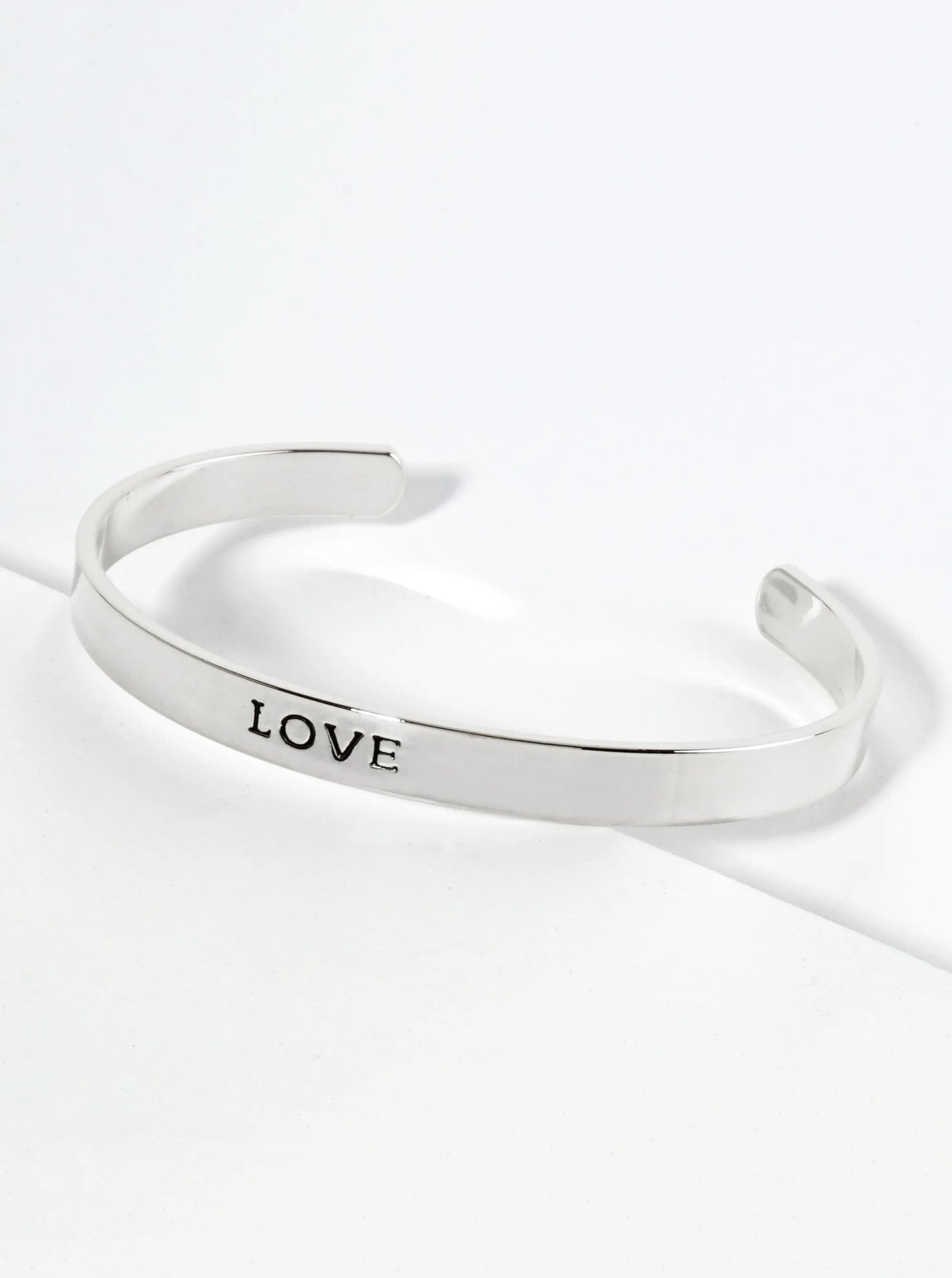 Love Engraved 18K Gold Dipped Open Cuff Bangle Bracelet