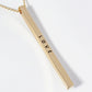 Love Engraved Vertical Bar Pendant Inspirational Necklace
