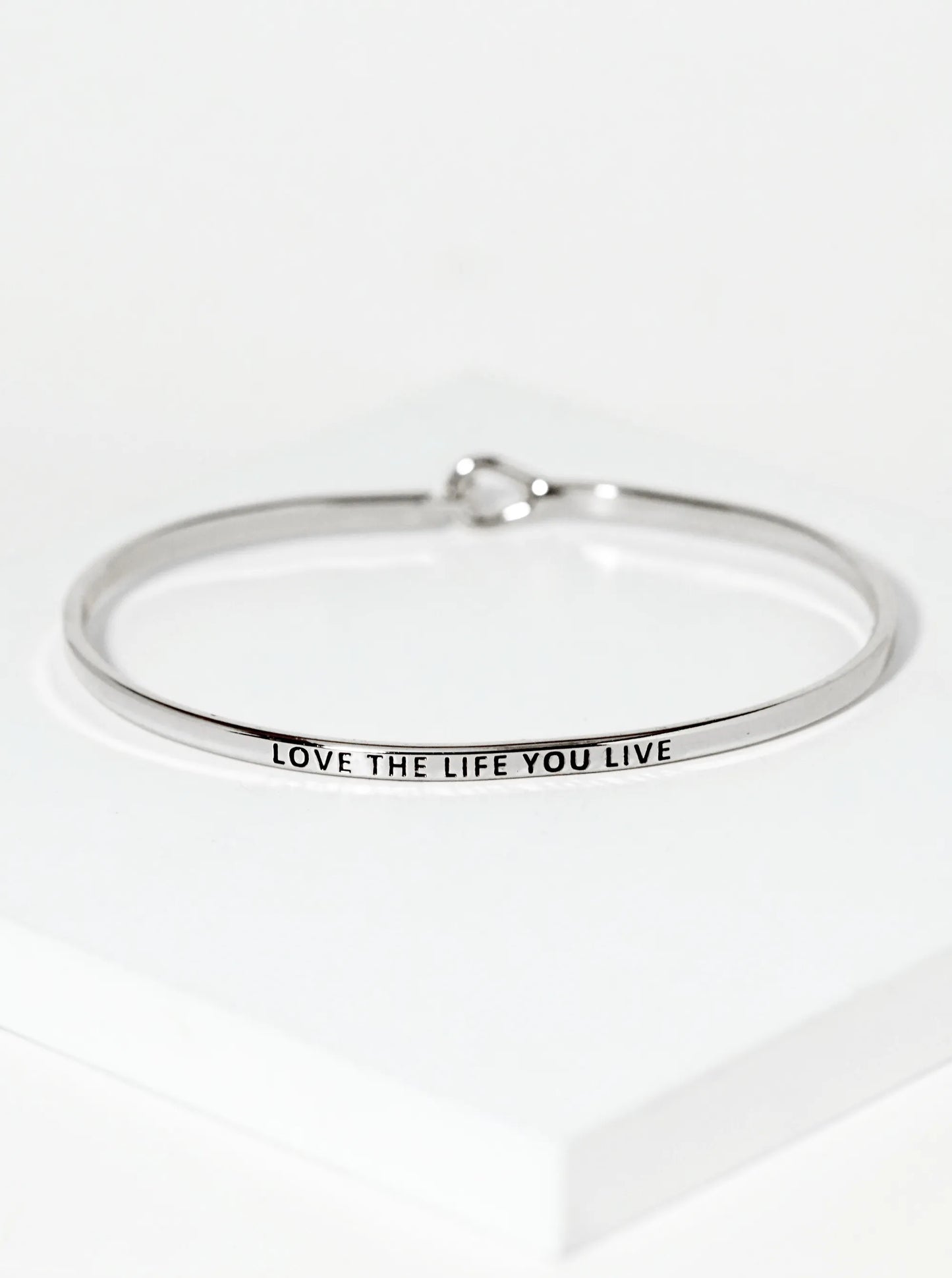 Love The Life You Live Engraved Inspirational Bangle Bracelet