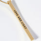 Love And Light Engraved Vertical Bar Pendant Inspirational Necklace