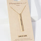 Love Is Love Engraved Vertical Bar Pendant Inspirational Necklace