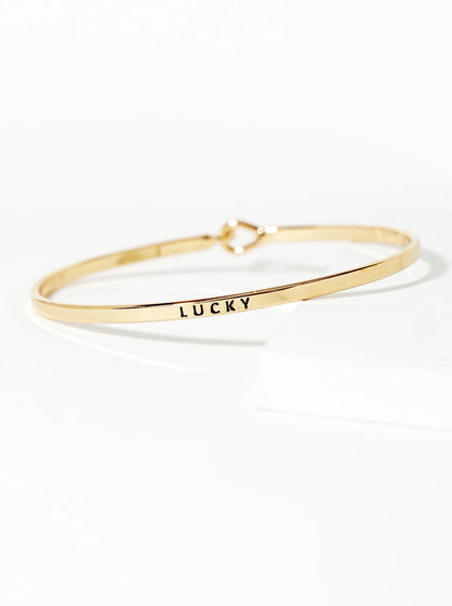 Lucky Engraved Inspirational Bangle Bracelet