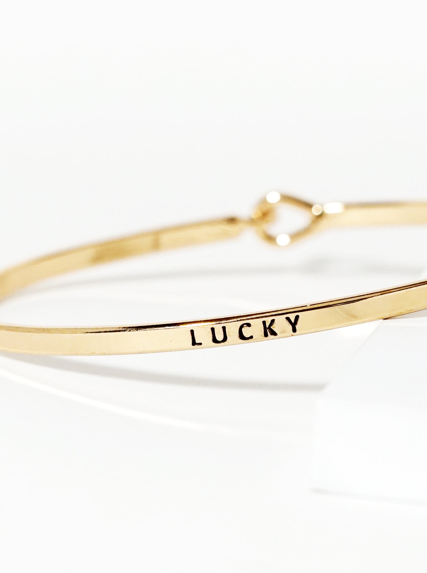 Lucky Engraved Inspirational Bangle Bracelet