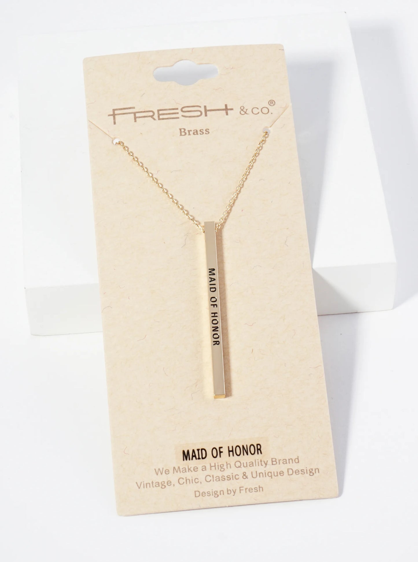 Maid Of Honor Engraved Vertical Bar Pendant Inspirational Necklace