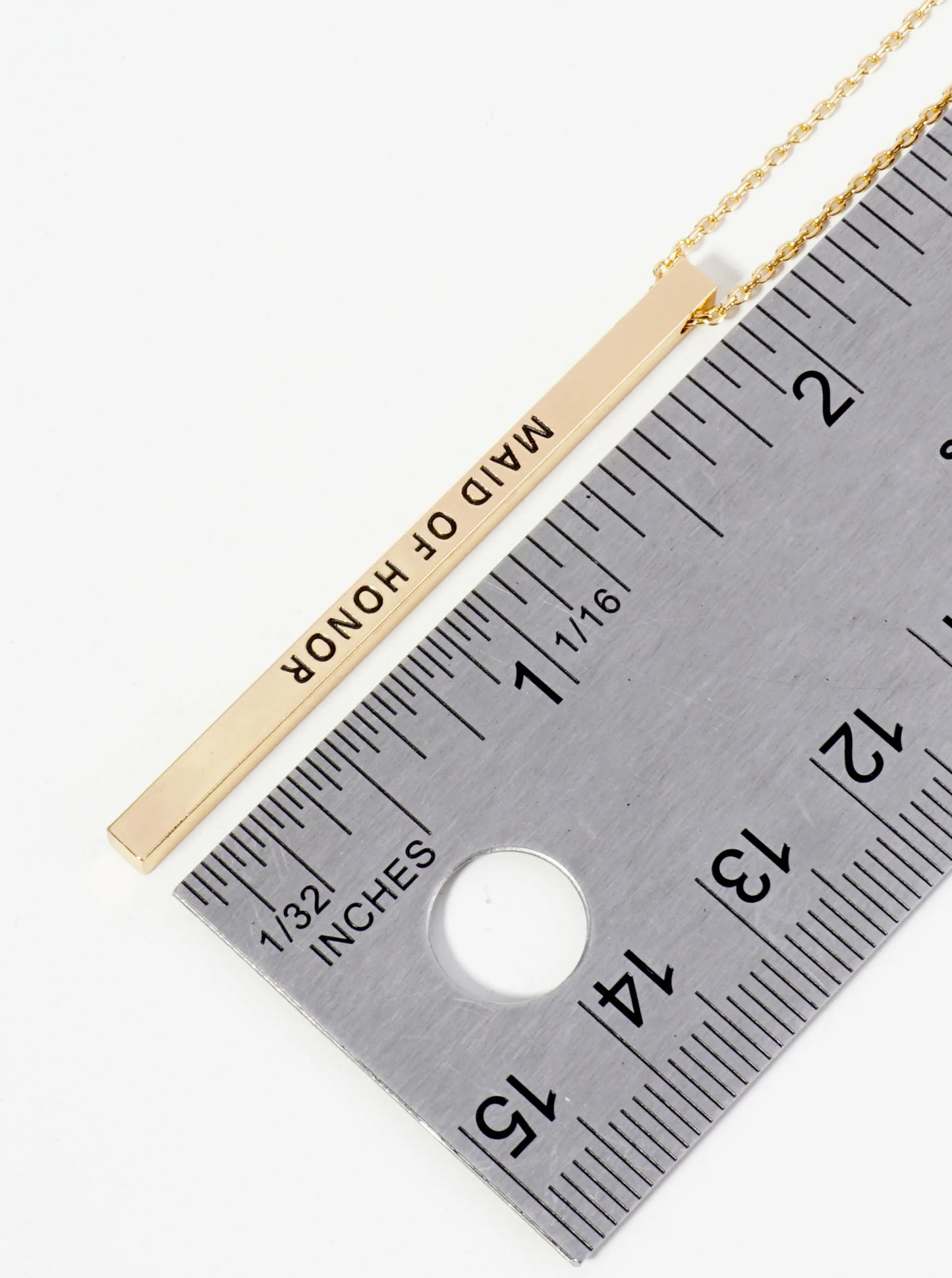 Maid Of Honor Engraved Vertical Bar Pendant Inspirational Necklace