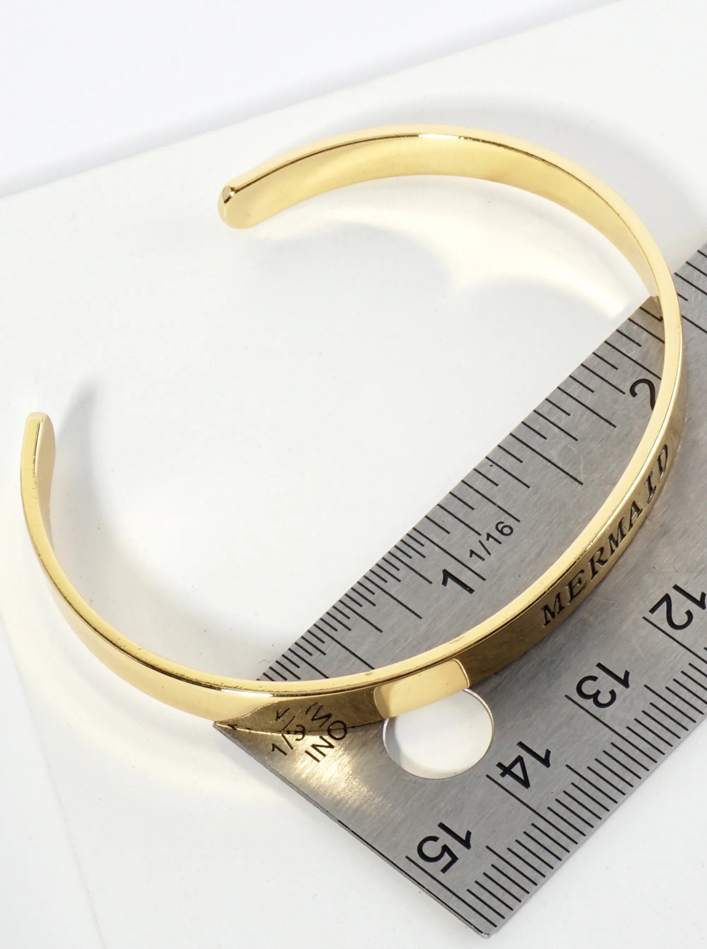 Mermaid Engraved 18K Gold Dipped Open Cuff Bangle Bracelet