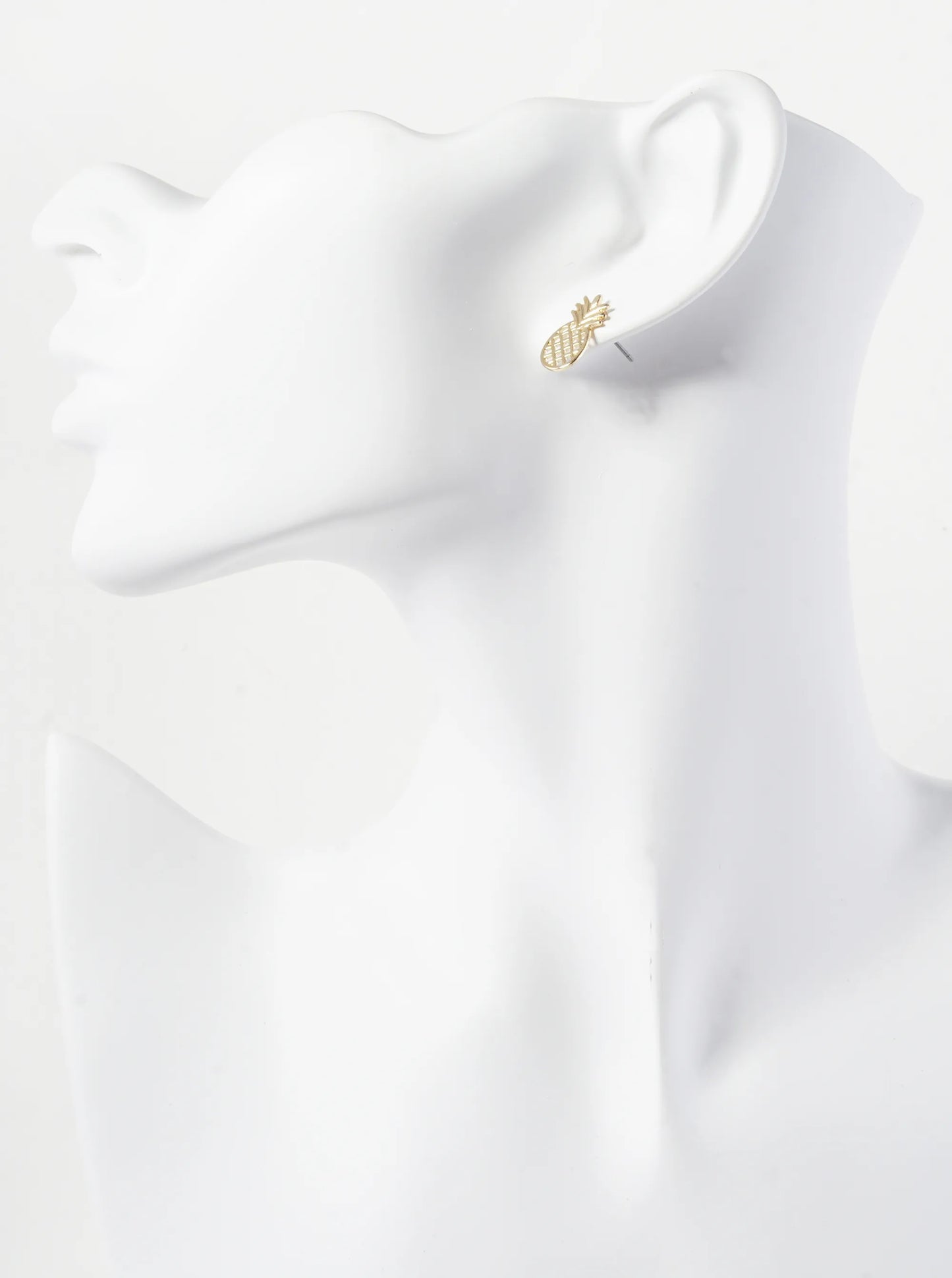 Metal 15mm Filigree Pineapple Tropical Stud Earrings