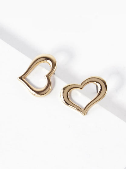 Metal 17mm Heart Stud Earrings