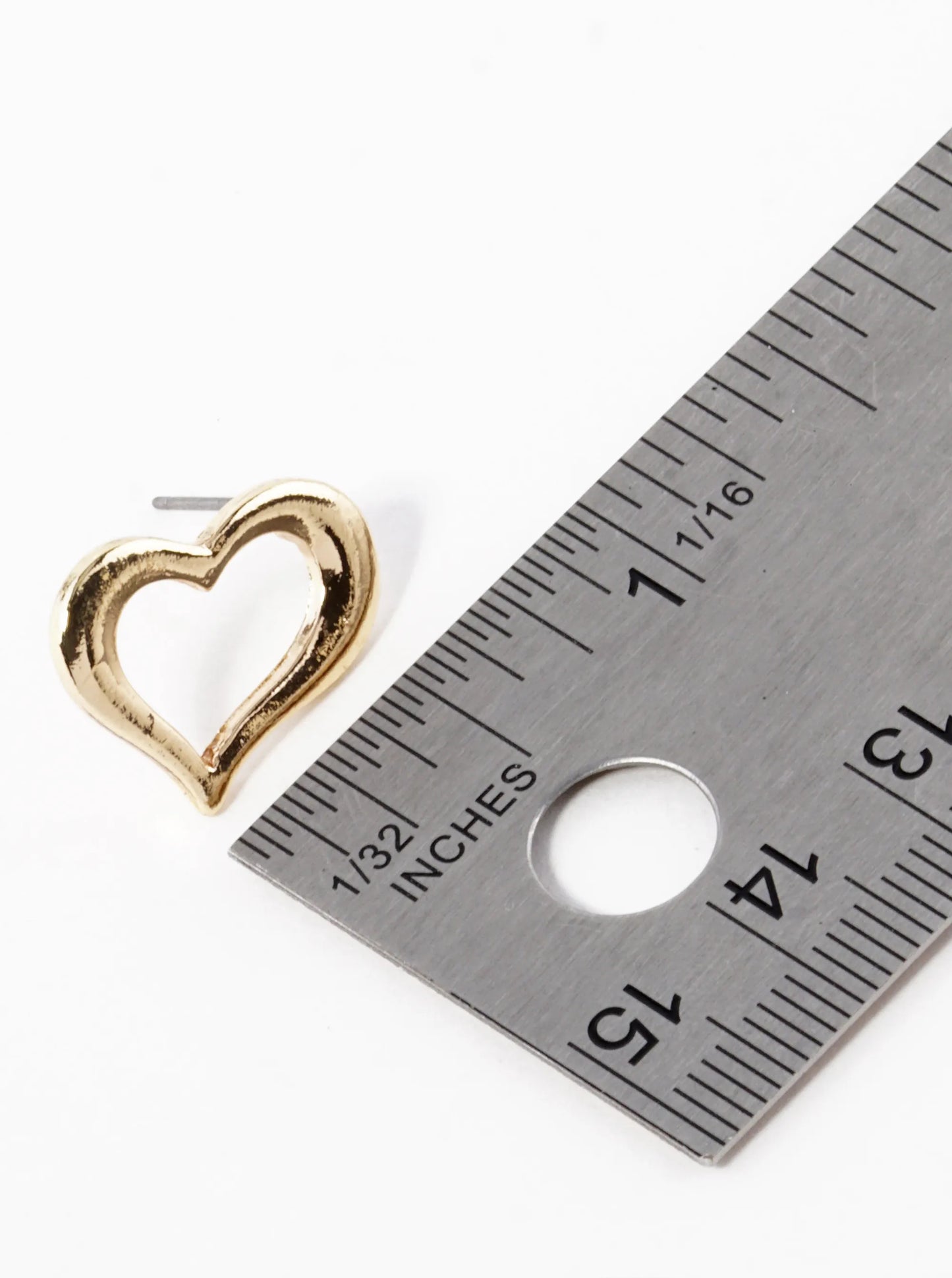 Metal 17mm Heart Stud Earrings