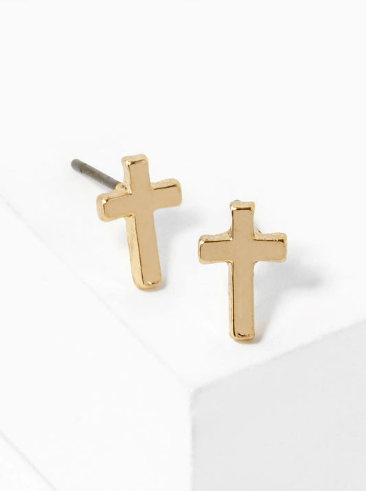 Metal 8mm Cross Stud Earrings