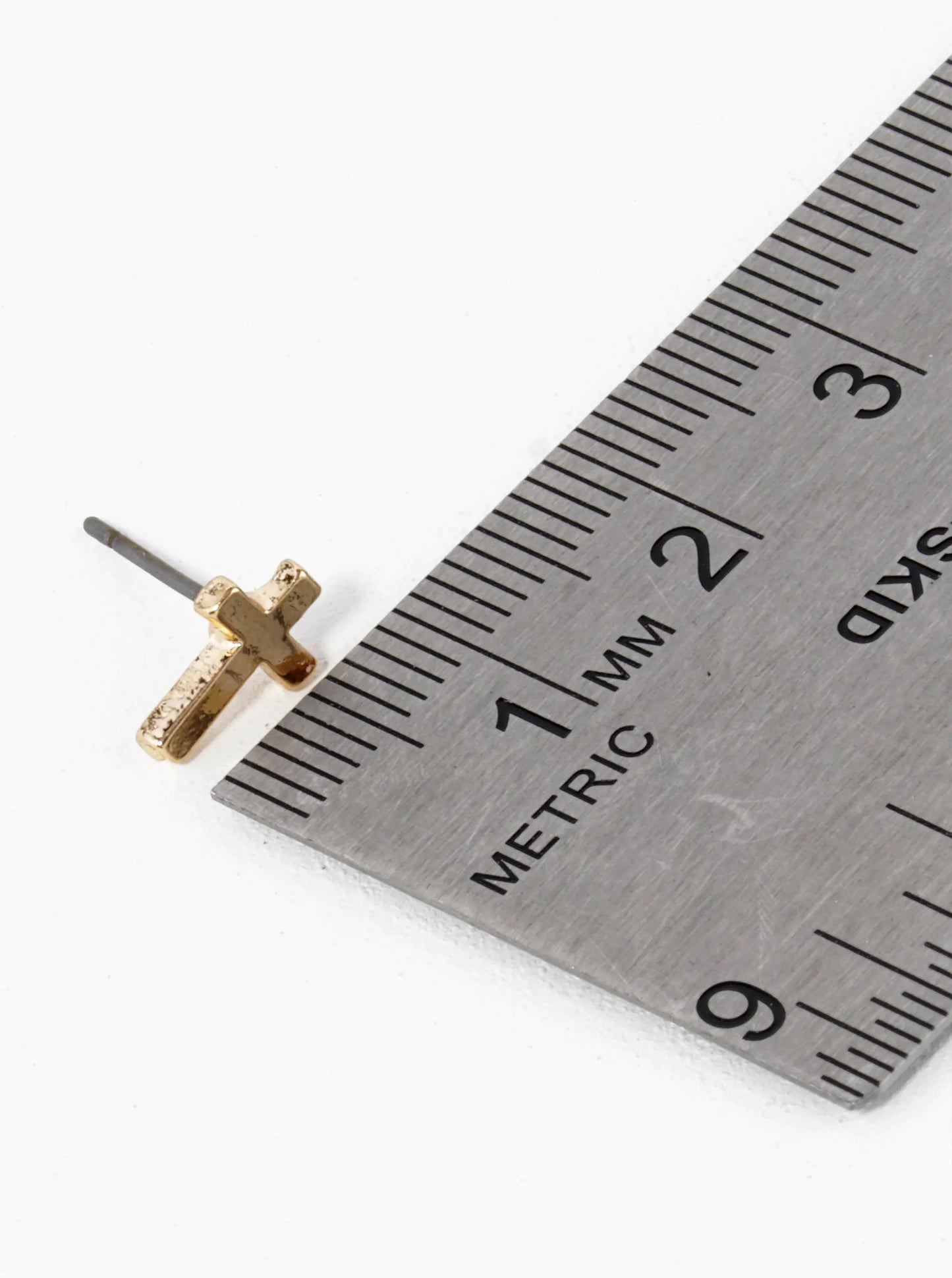 Metal 8mm Cross Stud Earrings