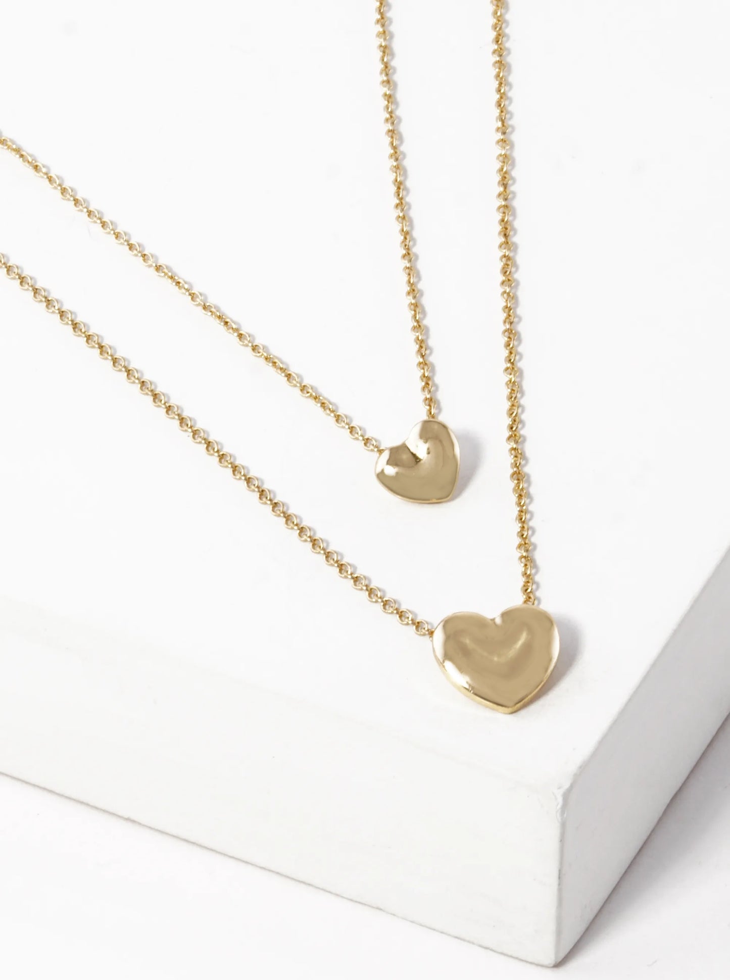 Metal Double Heart Pendant Layered Necklace