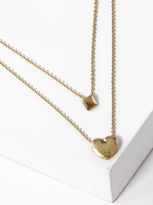 Metal Heart Pendant Layered Necklace