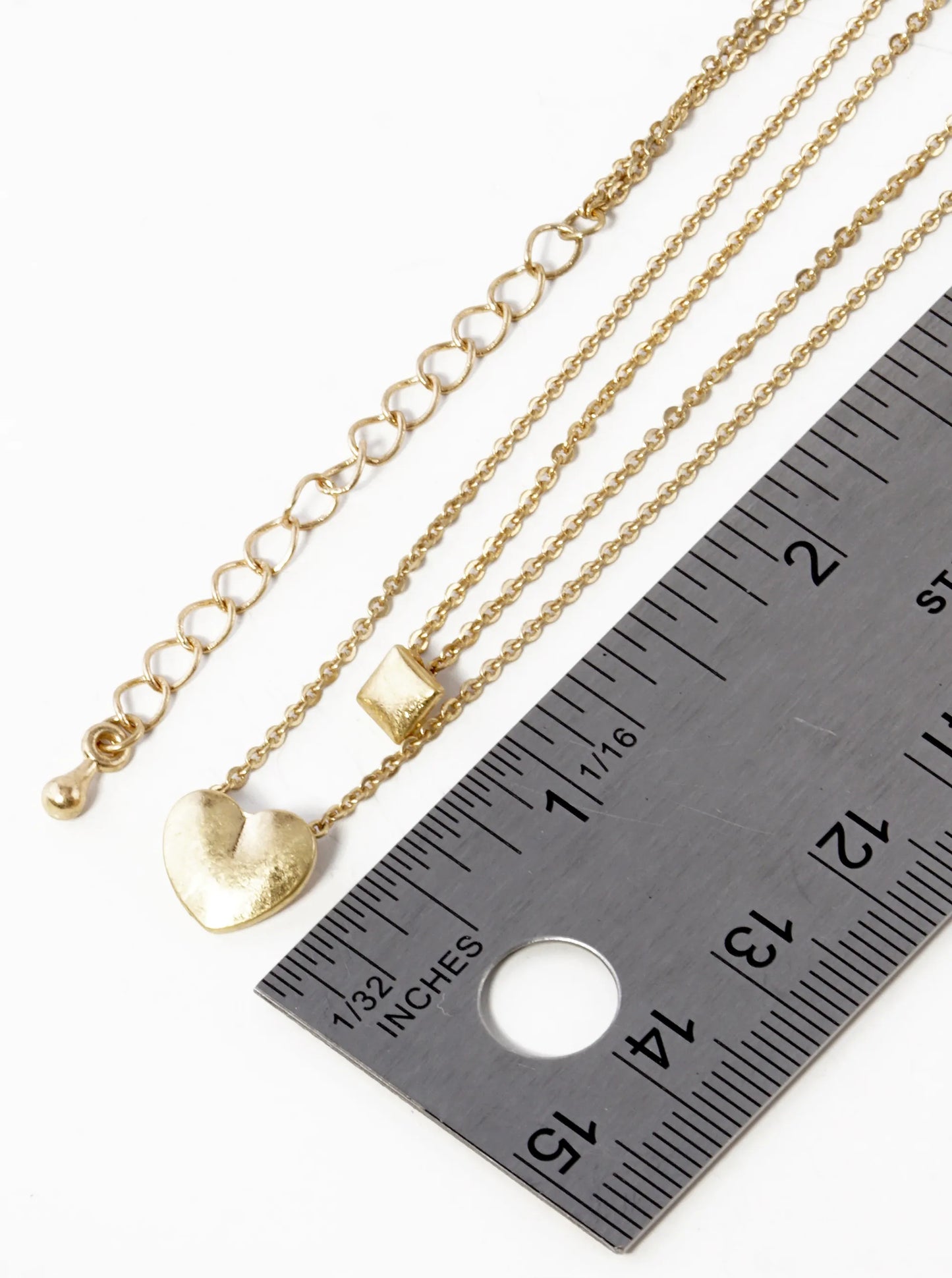 Metal Heart Pendant Layered Necklace
