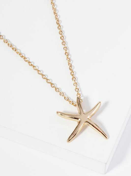Metal Starfish Sea Star Pendant Necklace