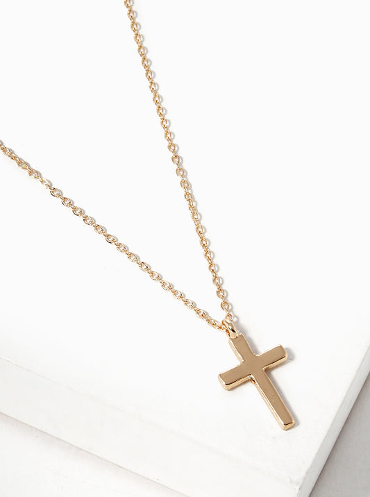 Metal Hollow Cross Pendant Necklace