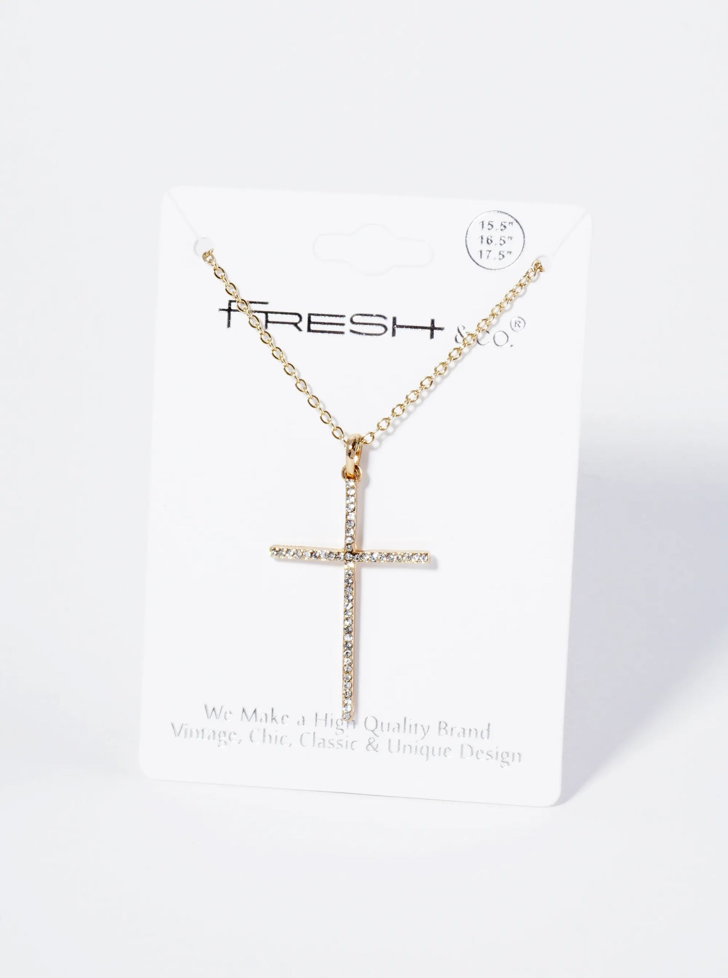 Micro Pave Set Rhinestone Cross Pendant Necklace