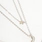 Moon And Star Pendant Layered Necklace