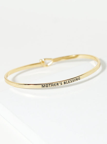 Mother Is Blessing Engraved Inspirational Bangle Bracelet