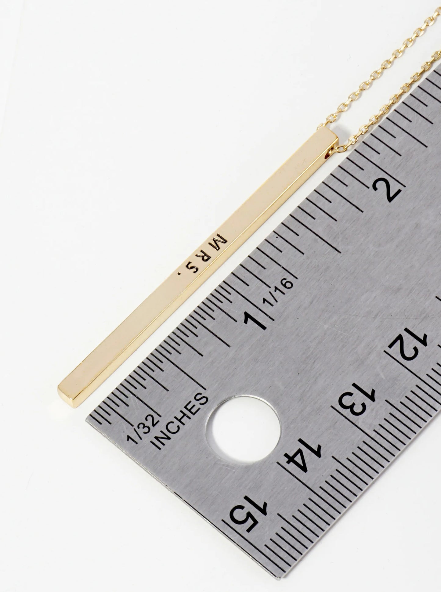 Mrs Engraved Vertical Bar Pendant Inspirational Necklace