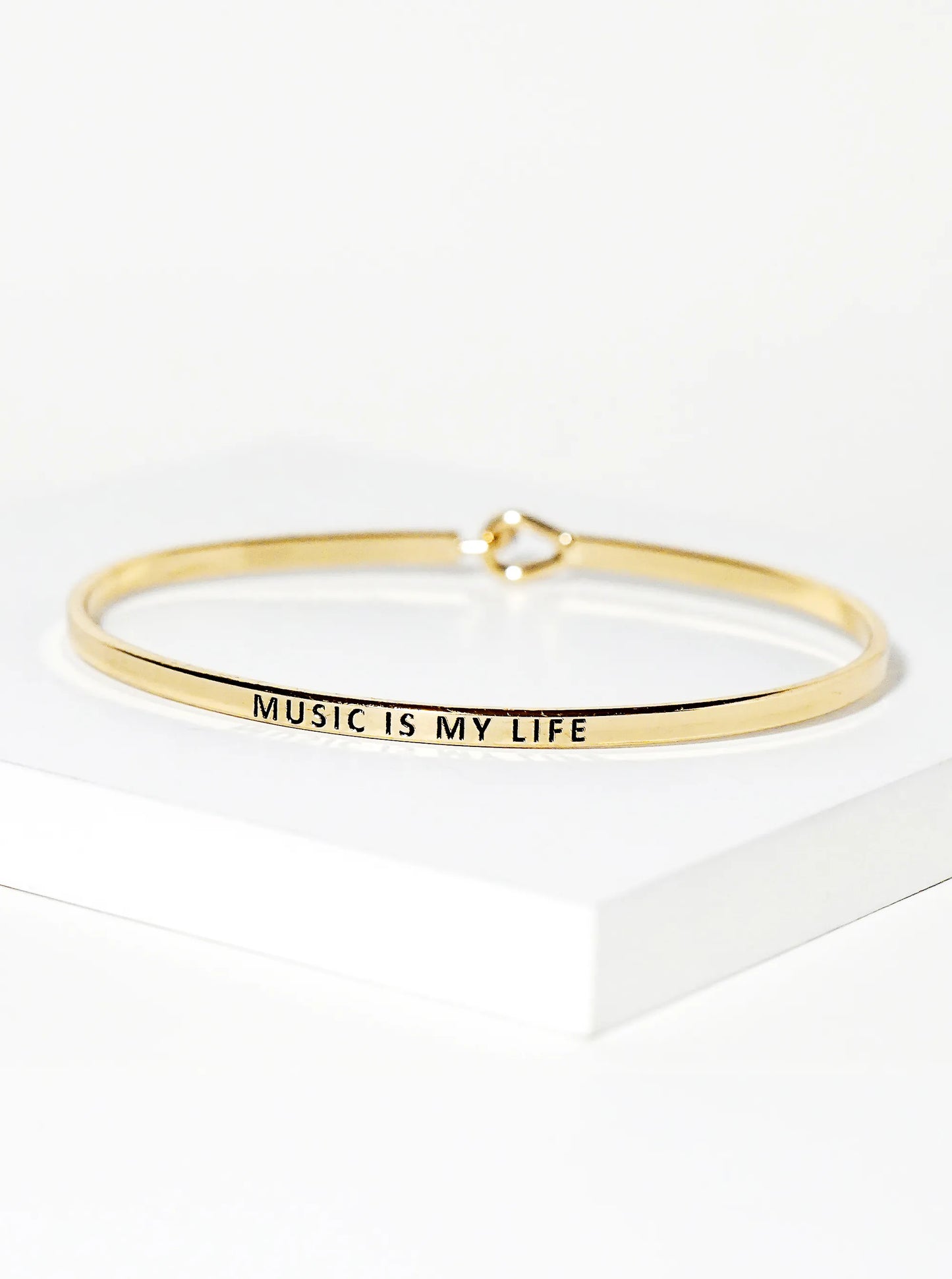 Music Is My Life Engraved Inspirational Bangle Bracelet