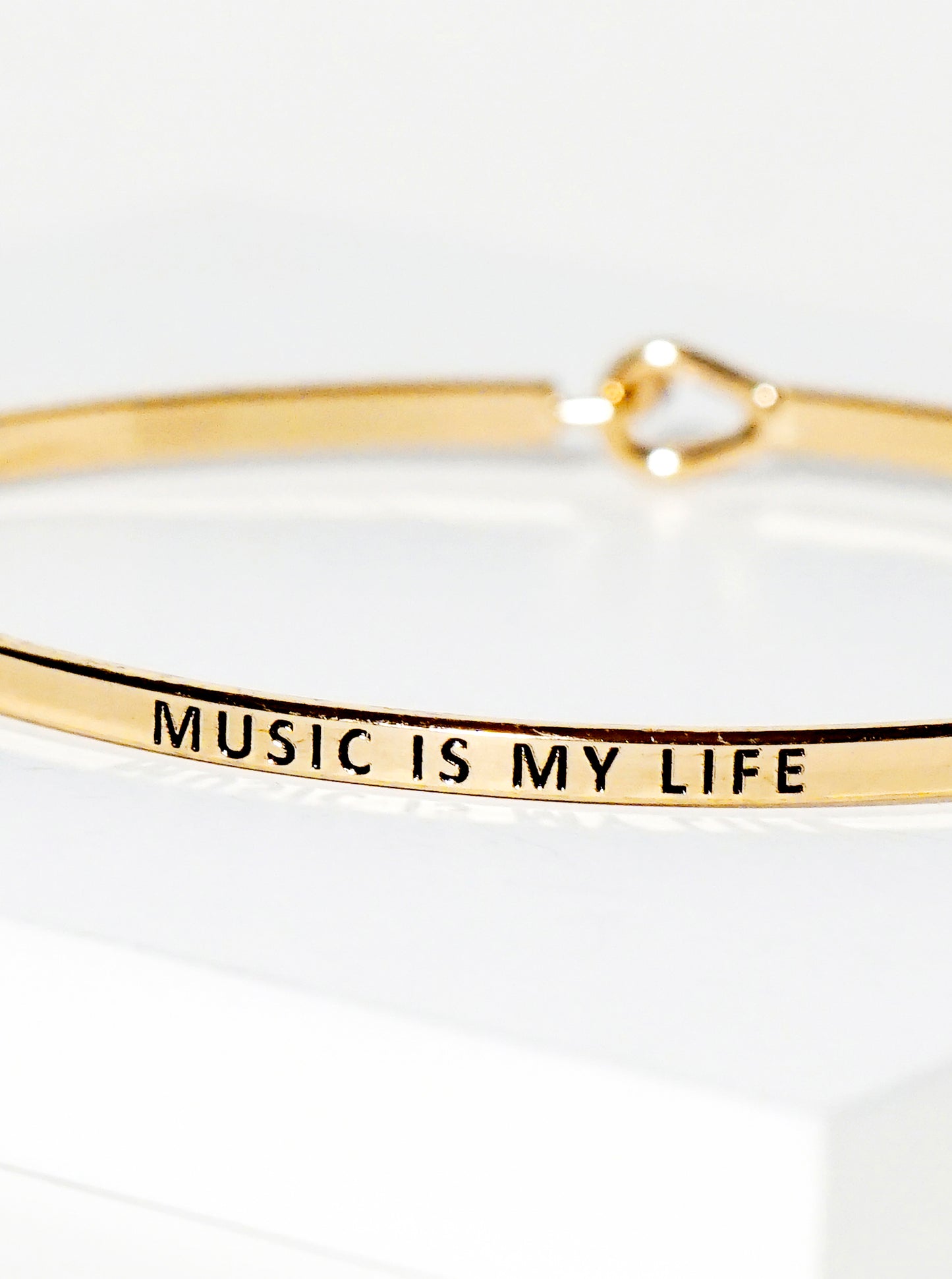 Music Is My Life Engraved Inspirational Bangle Bracelet