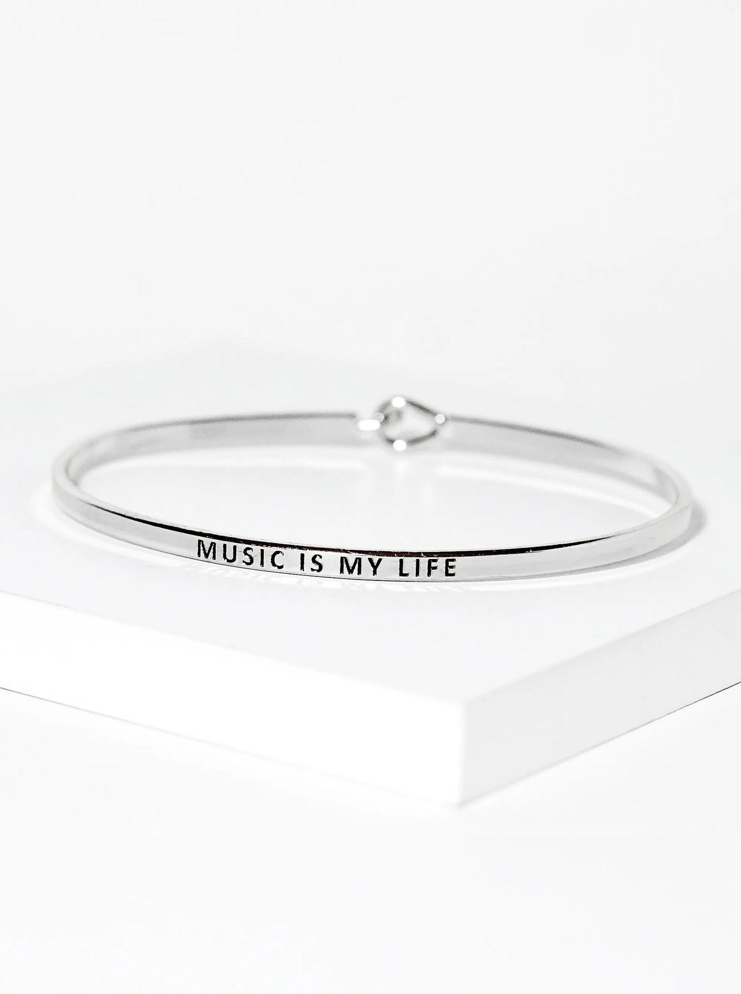 Music Is My Life Engraved Inspirational Bangle Bracelet