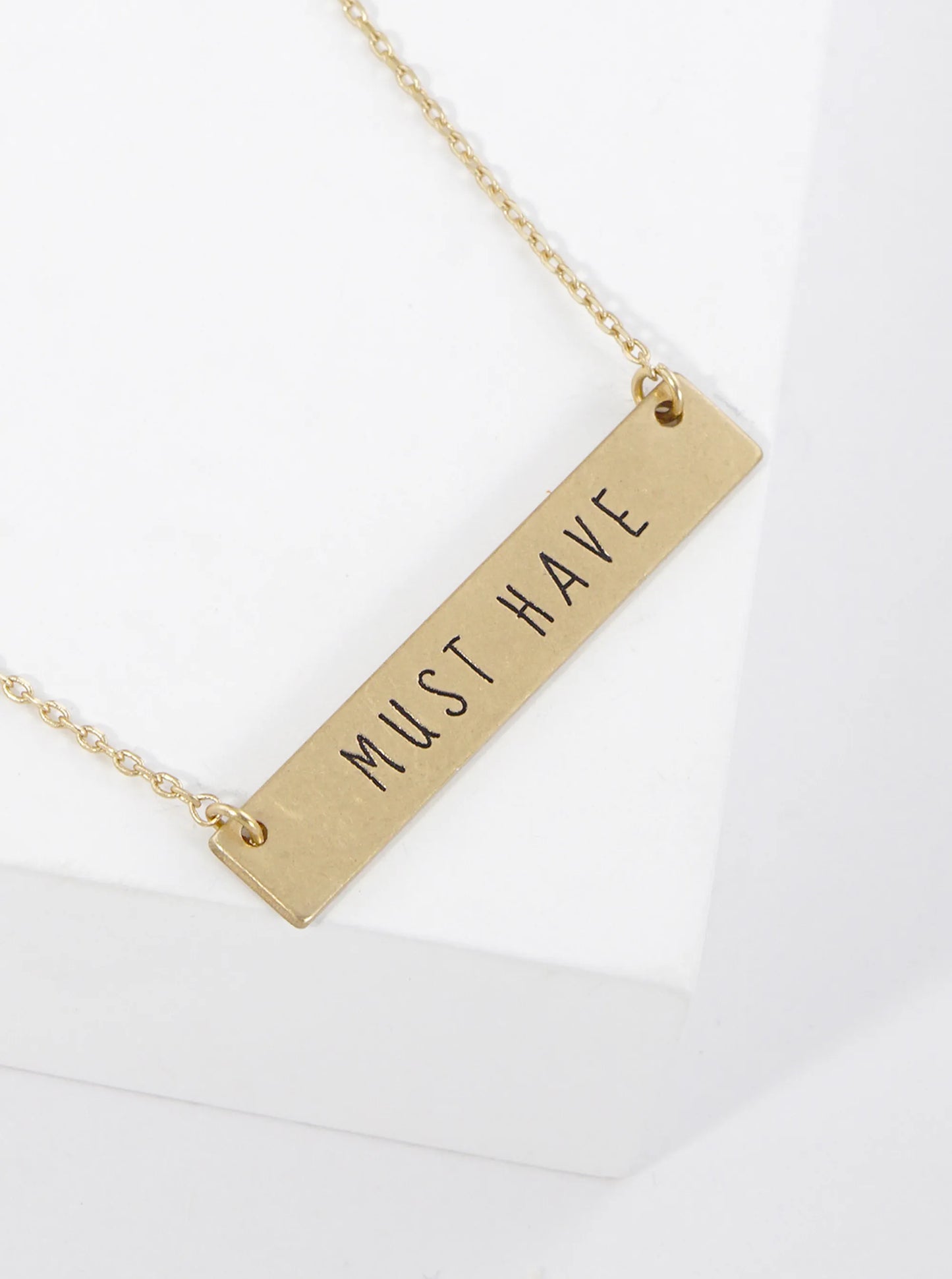 Must Have Engraved Horizontal Bar Pendant Necklace