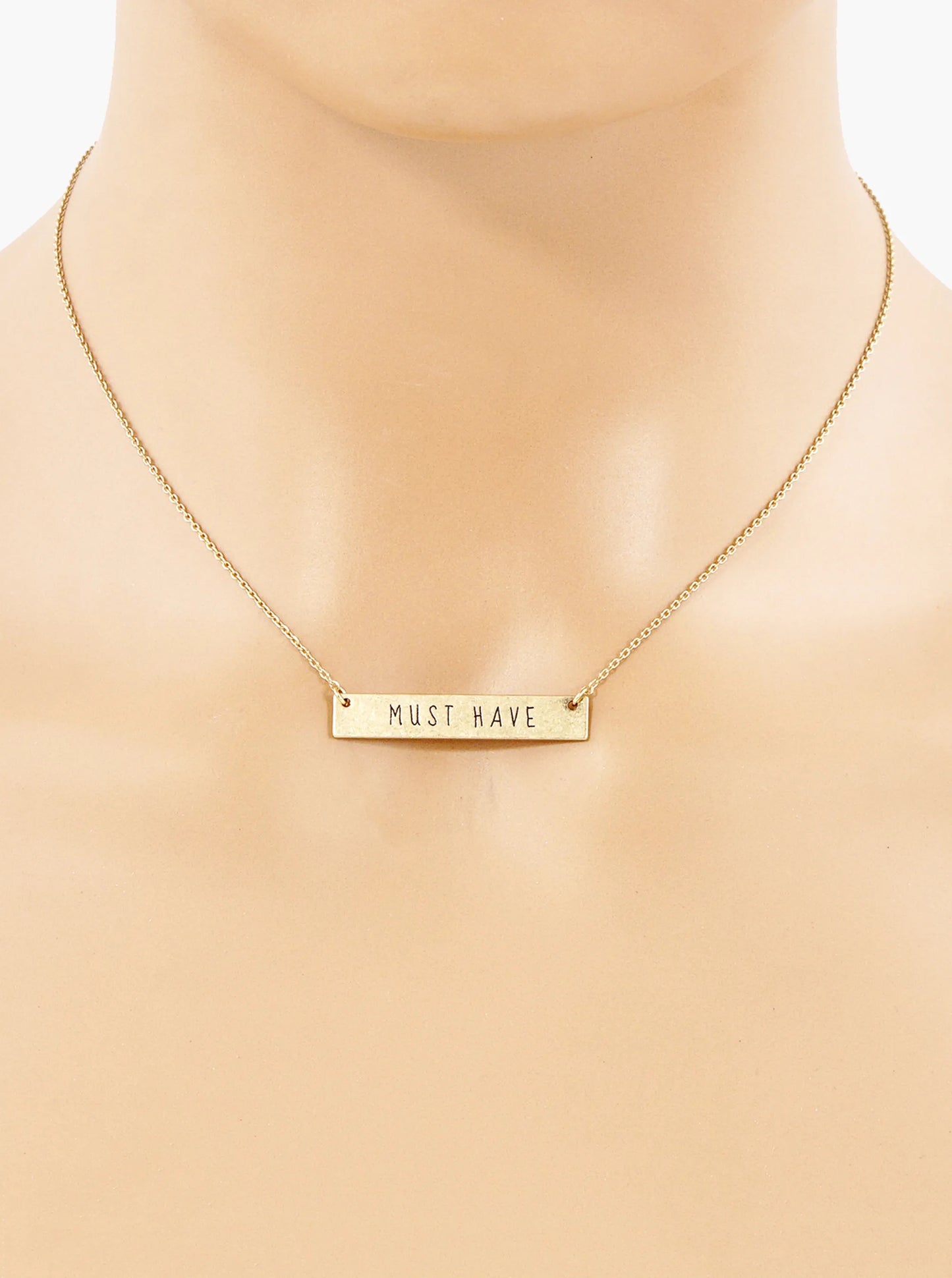 Must Have Engraved Horizontal Bar Pendant Necklace