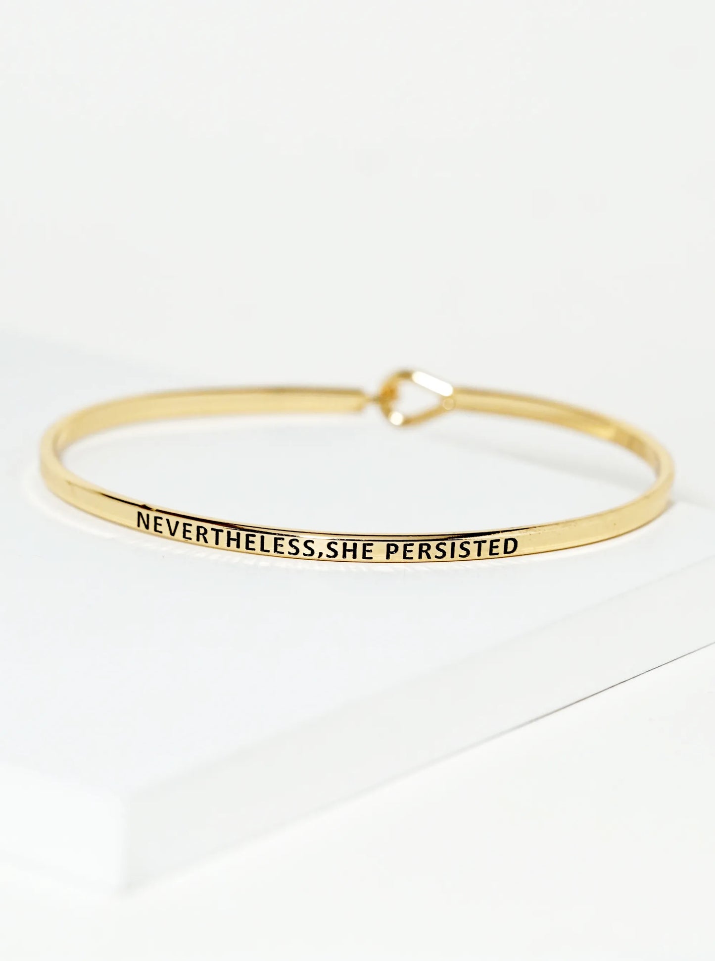 Nevertheless She Persisted Engraved Inspirational Bangle Bracelet