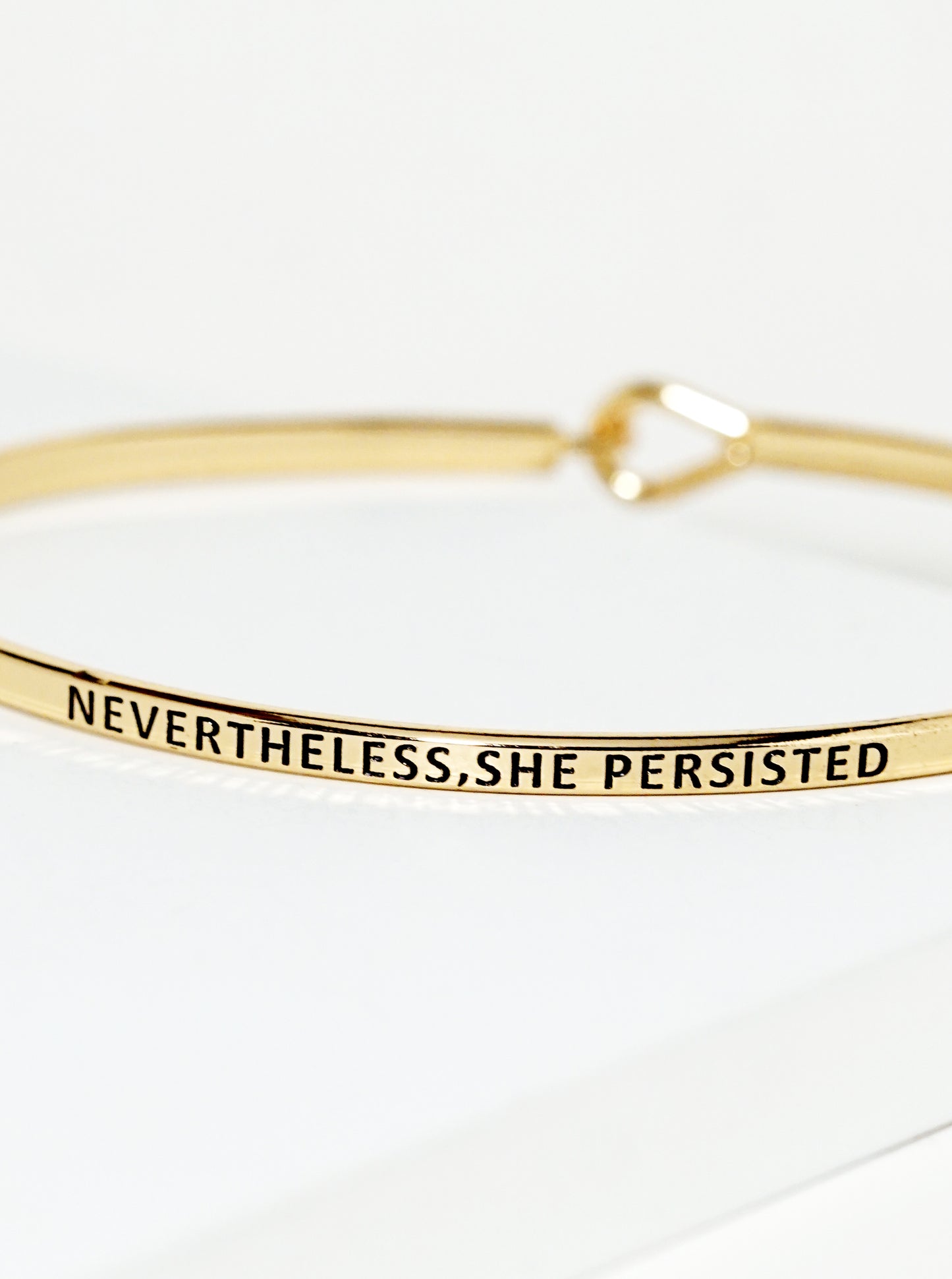 Nevertheless She Persisted Engraved Inspirational Bangle Bracelet