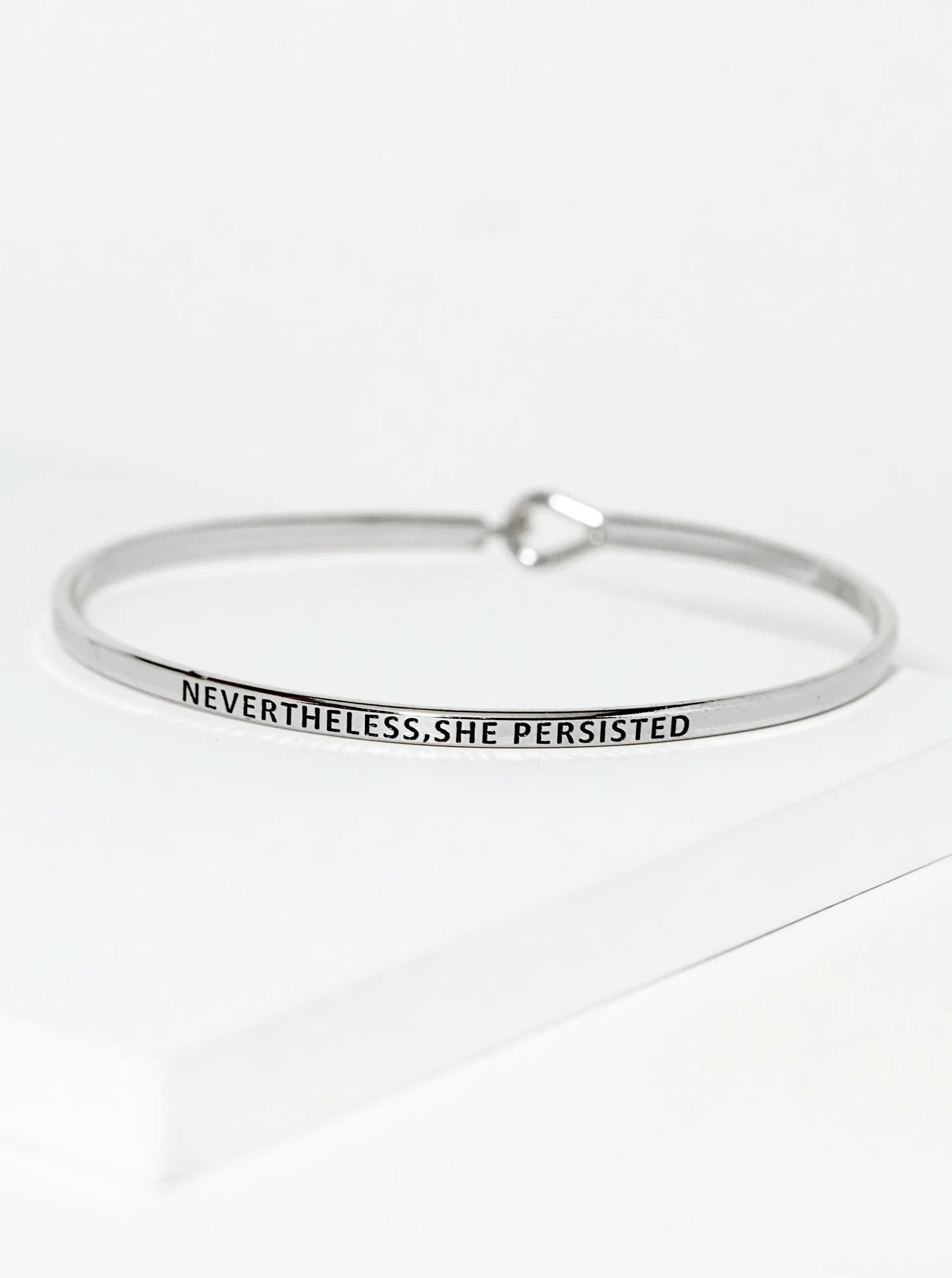 Nevertheless She Persisted Engraved Inspirational Bangle Bracelet