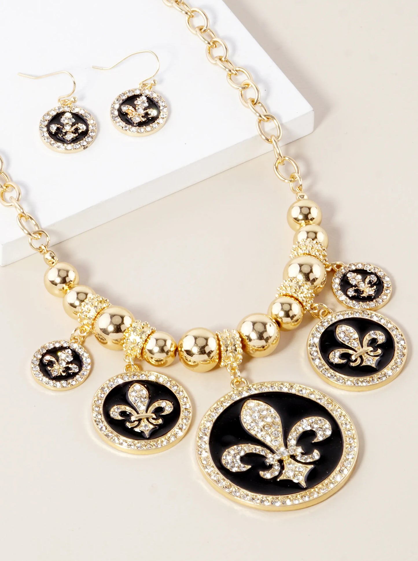New Orleans Saints Fleur De Lis Rhinestone Necklace
