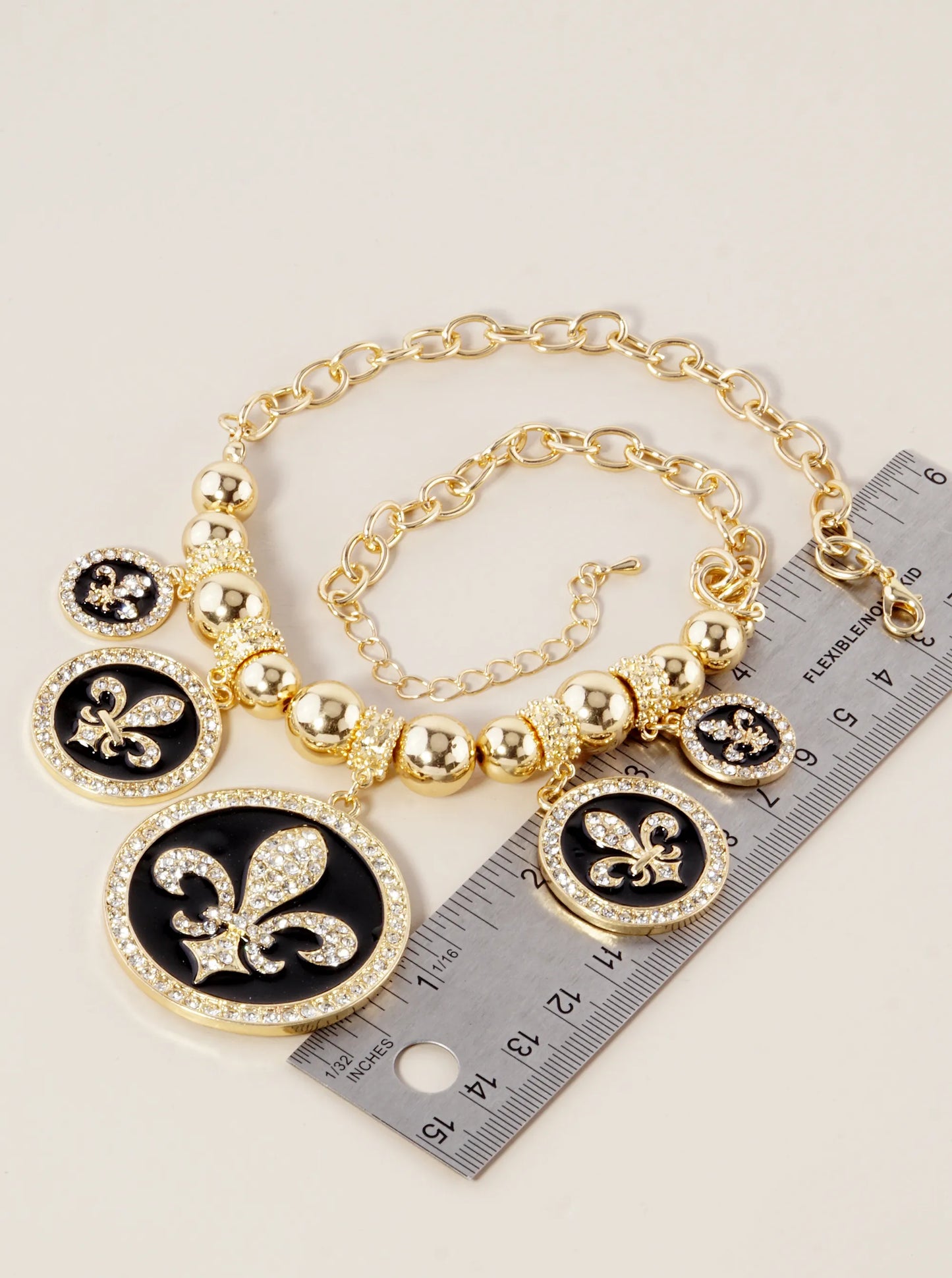 New Orleans Saints Fleur De Lis Rhinestone Necklace