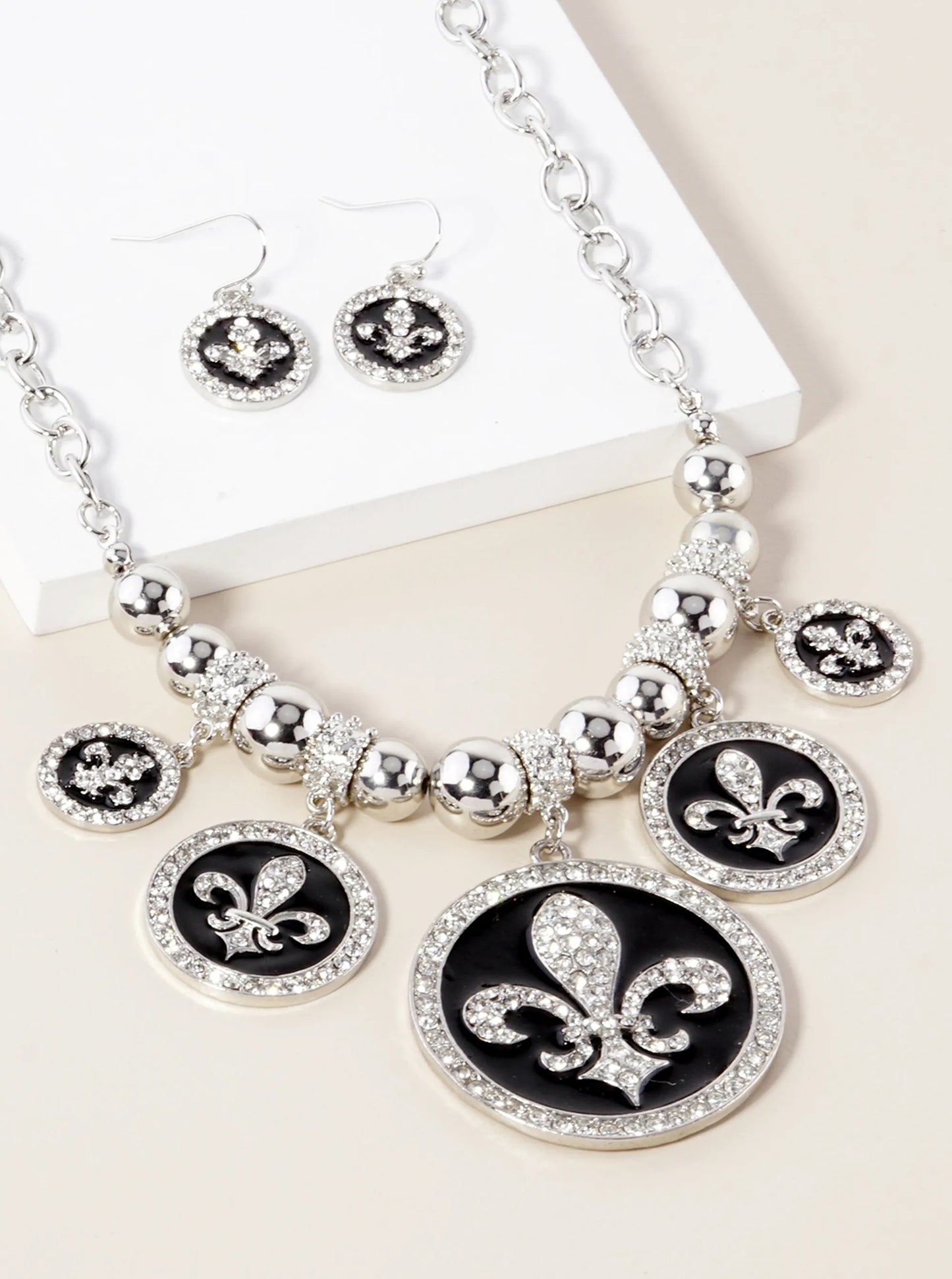 New Orleans Saints Fleur De Lis Rhinestone Necklace